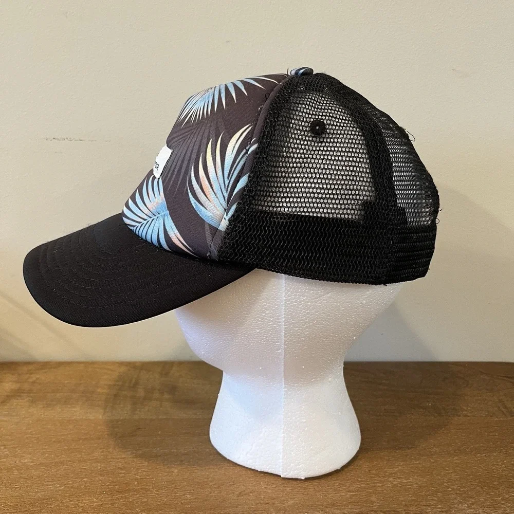 Quiksilver‎ Youth Trucker Hat Palm Leaf Print Mesh SnapBack Cap 55cm Black